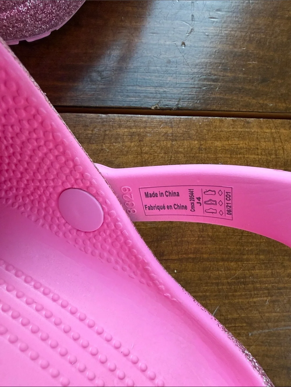 CROCS Kids Pink Glitter Clog Sz 4
